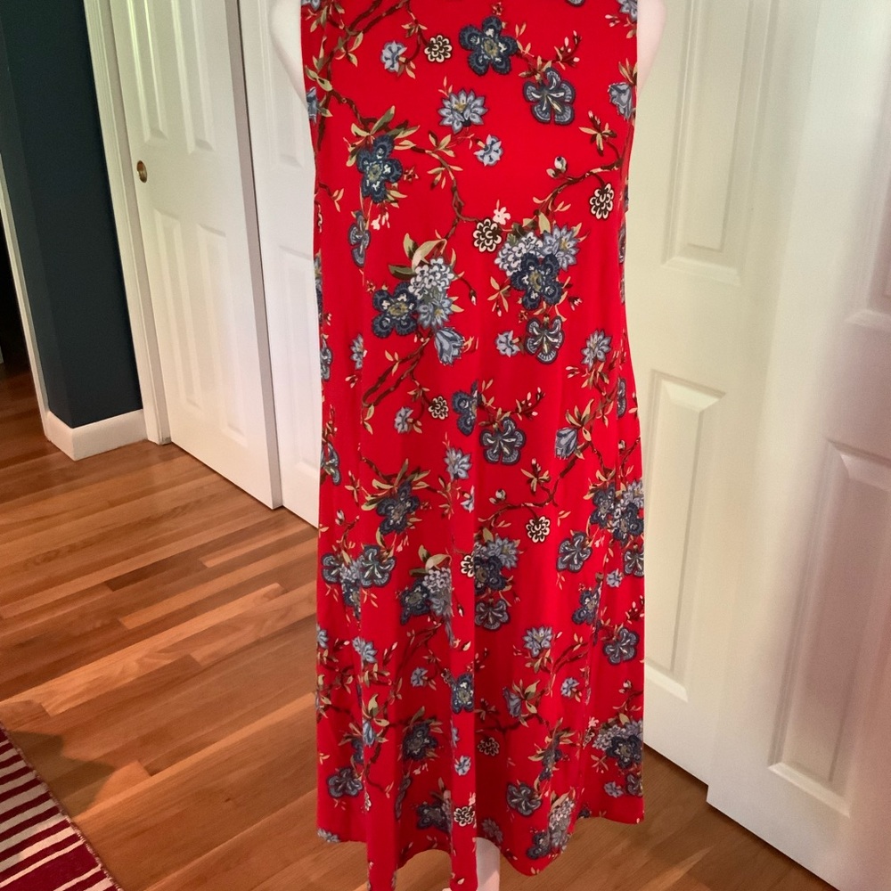LOFT Red Floral Dress